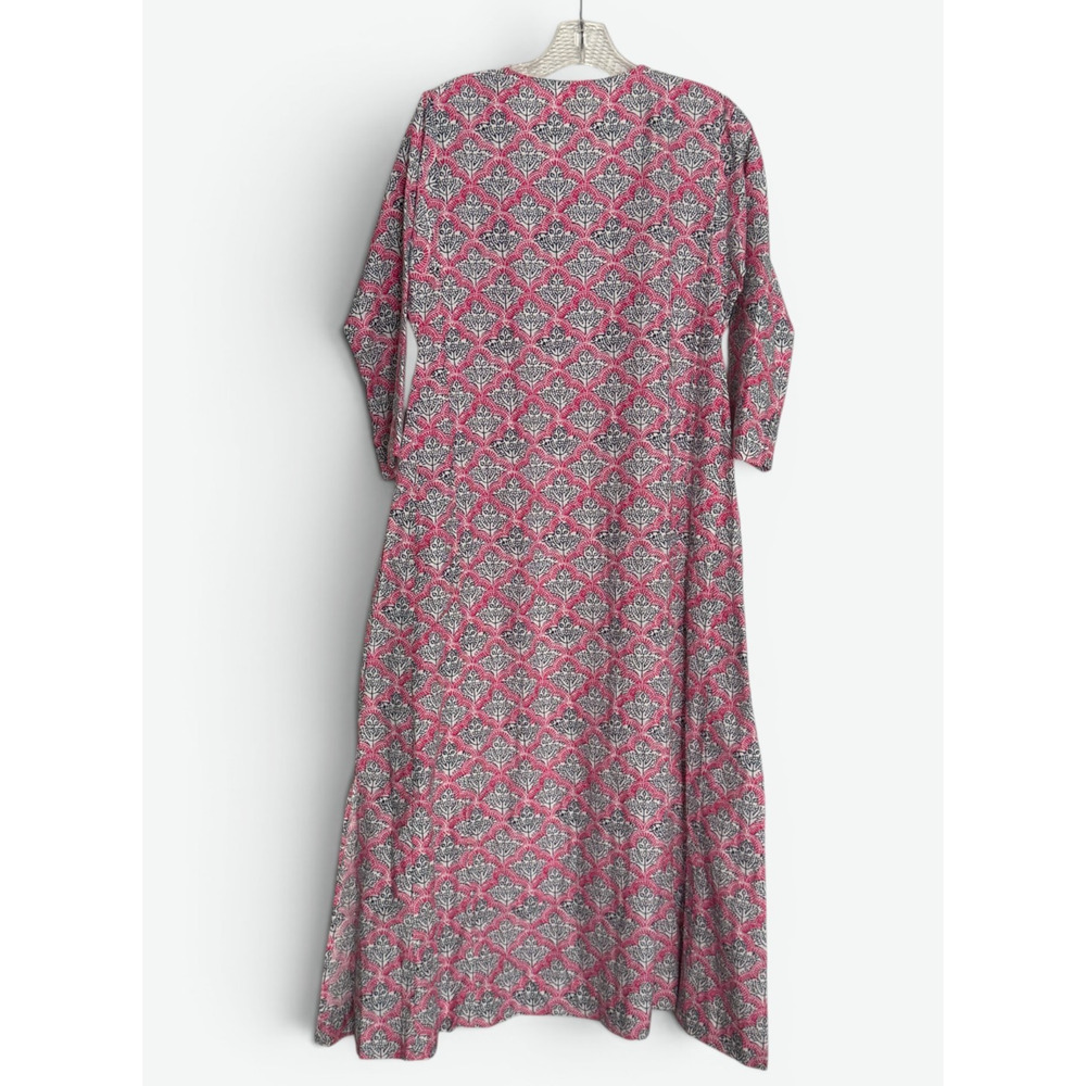Roller Rabbit Maxi Dress Womens XS Jemina Anu Long Kurta Fuchsia Silk Blend NWT - Picture 2 of 13